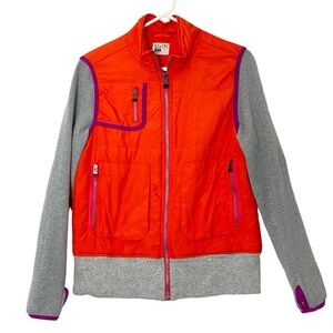 C&C California Sports Vest Jacket Women Size Large Sweatshirt Orange Puffer Gray